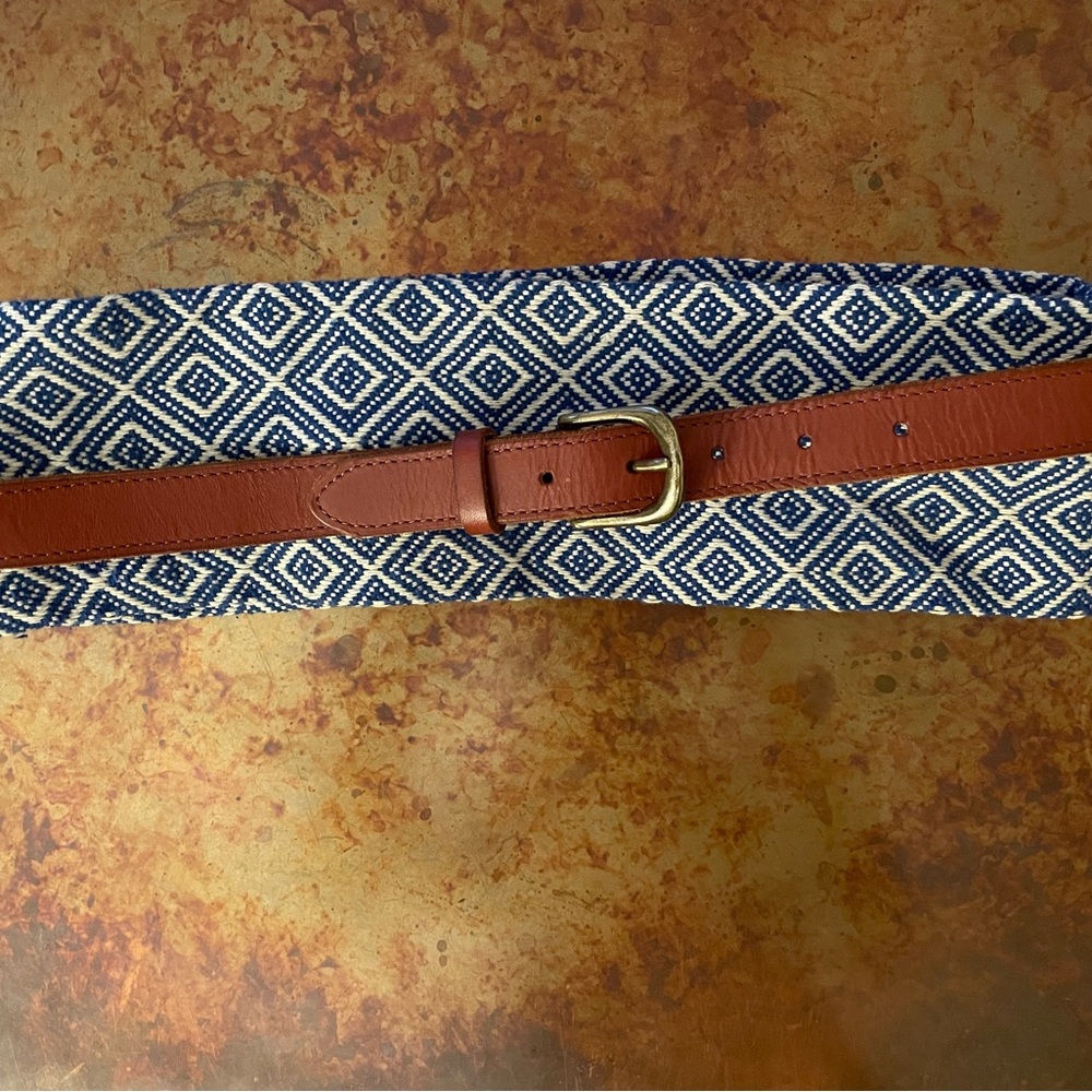 Anthro leather and fabric wrap belt